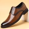 Fashion Classic Male Wedding Footwear Men's Leather Lace-Up Oxford Shoes Formal Business Dress Shoes Comfortable Slip-Resistant Flats