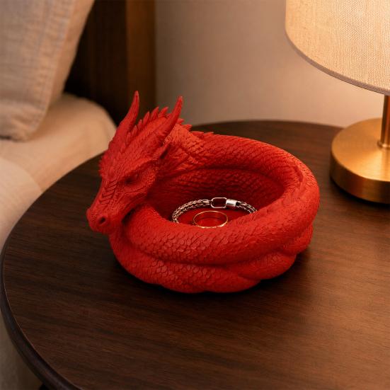 3D-печатный лоток-хранилище для дракона, Декоративная миска-подставка для колец, ключей, монет, украшений, Настольный органайзер для домашнего офиса