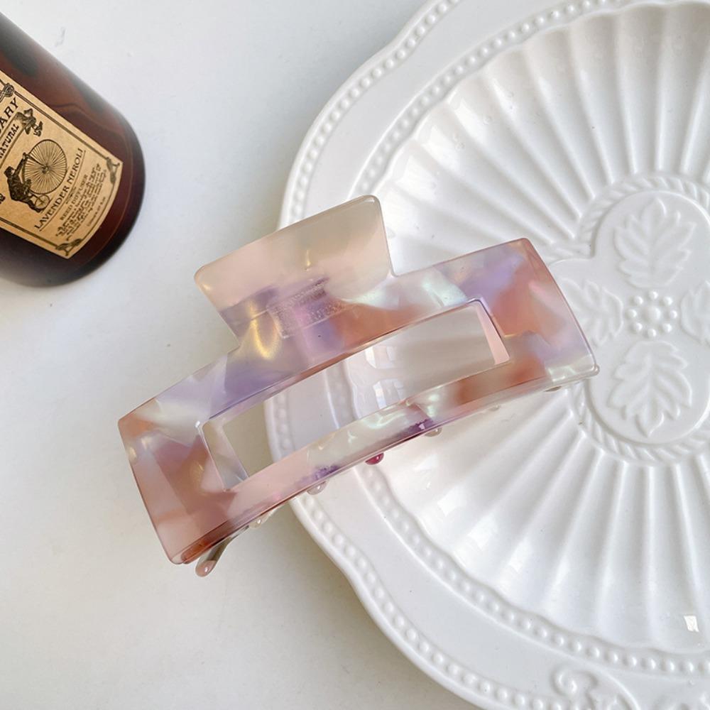 French Style Acetic Acid Hair Clip Colorful Shark Clip Rectangular Hollow Hair Claw  Female