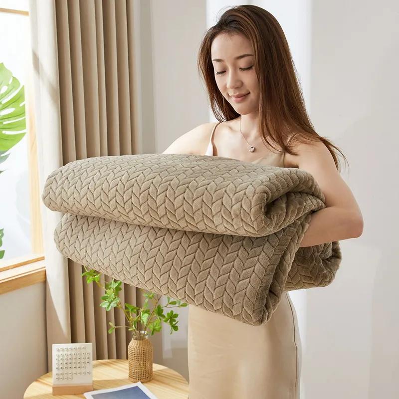 Полосатое плюшевое диванное полотенце, вязаный плед, клетчатый чехол на диван, прикроватные одеяла, гостиная, домашний декор, накидка, диванное одеяло