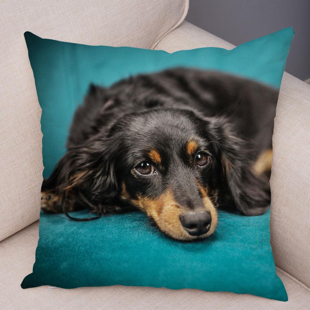 Mini Dachshund Cushion Cover Decor Pet Animal Pillowcase Sofa Home Children's Room Pillowcase