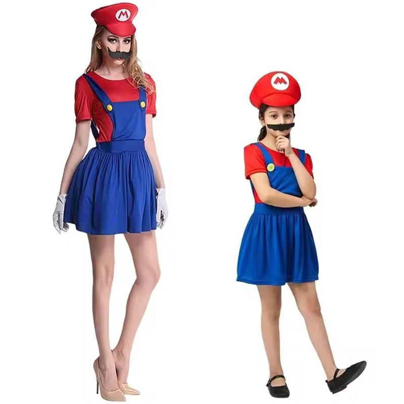 Аниме Косплей Костюм Super Mario Bros Марио Луиджи Костюм Комбинезон Шляпа Борода Наборы Костюмы Для Хэллоуина Вечеринки Ролевых Игр Для Унисекс