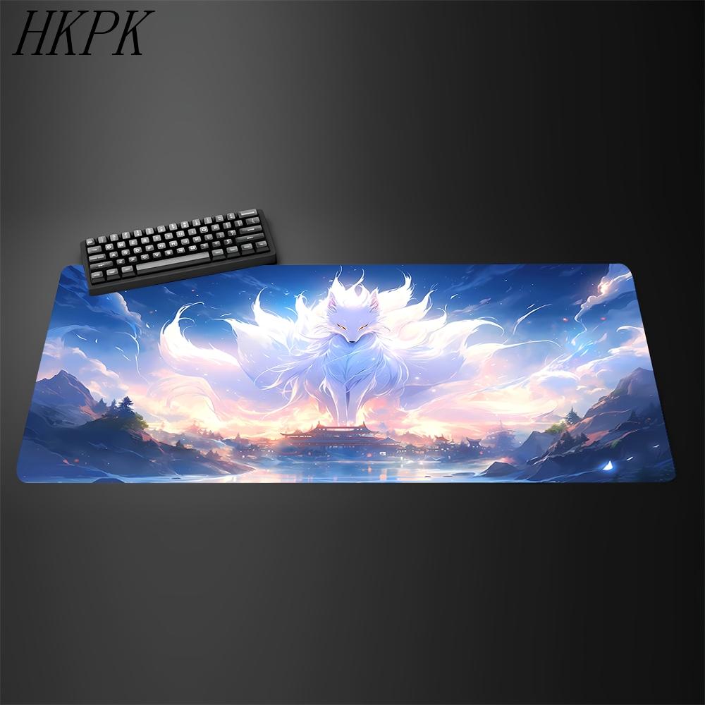 Large Cute Anime Pink Fox Desk Mat Mouse Pad Gaming Gamer Speed Table Mat Office Accessories Keyboard Laptop NonSlip Mousepad
