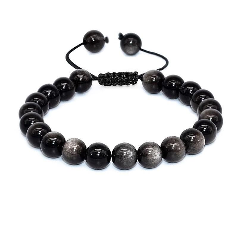 Popular natural stone agate adjustable braided bracelet 8mm round bead crystal bracelet braided rope bracelet female