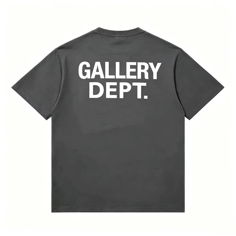 Футболка с буквенным принтом Gallery Dept Винтажная стирка Потертая Уличный стиль Дизайнерская Унисекс Свободный крой Круглый вырез Хлопок Короткий рукав Футболки Топы