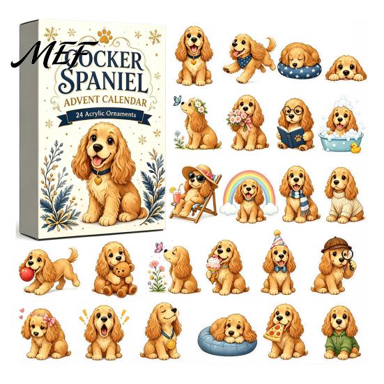 Pet Lover Surprise Gifts Dog Advent Calendars 2026, 24 Days Christmas Countdown Calendar with 2D Acrylic Holiday Gift Box Ornament,