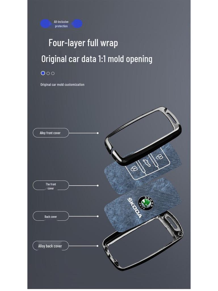 Чехол для ключа Skoda для моделей Octavia, Superb, Kamiq, Scala, Karoq, Yeti