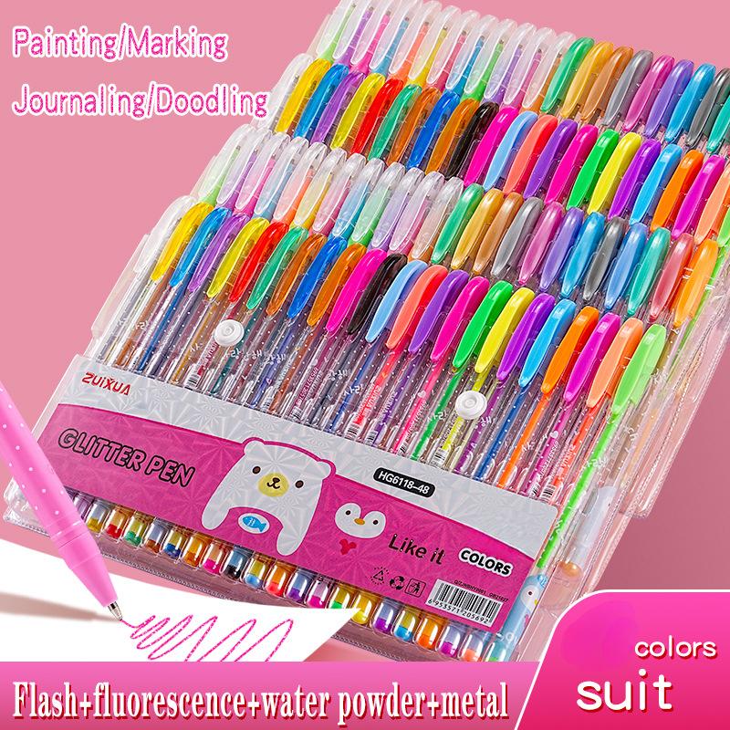 24 шт. Металлические блестящие цветные ручки, 24 акварельных маркера. Тонкопишущие ручки, подходящие для рисования и скетчинга, идеально подходят для DIY фотоальбомов, черных карточек