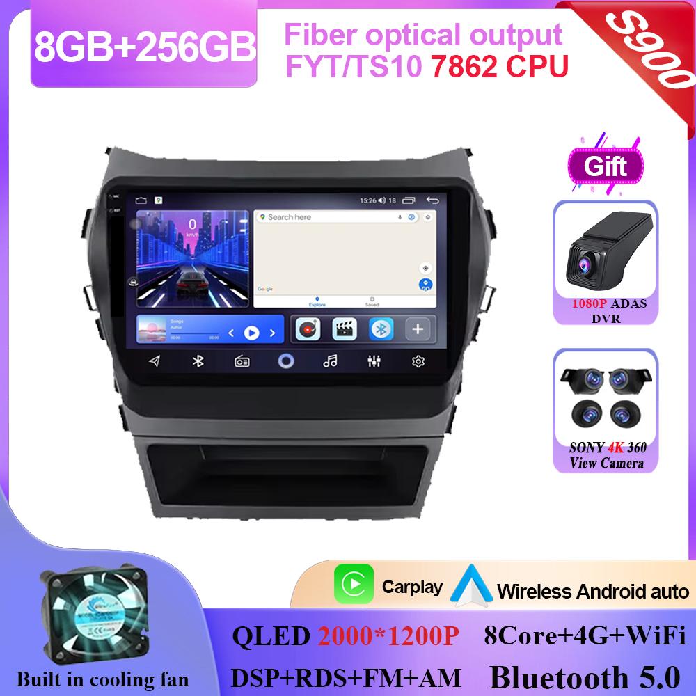 Carplay Android 14 для Hyundai Santa Fe 3 2013 - 2016 Авто Радио Стерео Мультимедийный Плеер Навигация GPS НЕТ 2din DVD 5G Wifi BT