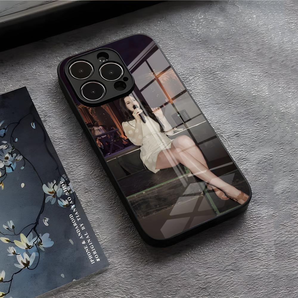 Чехол для телефона Lanas-w-Del-R-Rey Для IPhone 17 Air 16 E Pro Max 15 14 13 Mini 12 Pro 11 Max Plus Черная Стеклянная Крышка