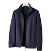 Jacket Zipper Cardigan Sweatshirt Men's Stand Up Collar Fleece Solid Color Casual Fleece Jacket