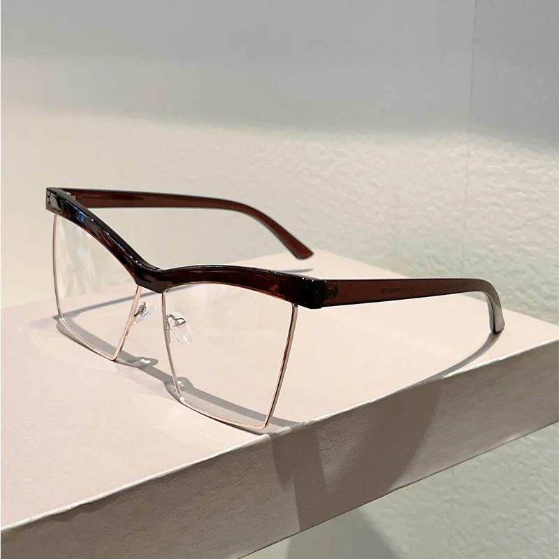 KAMMPT Оверсайз Очки Кошачий Глаз Женские Блокирующие Синий Свет Оптические Оправы Модный Дизайн Бренда Очки