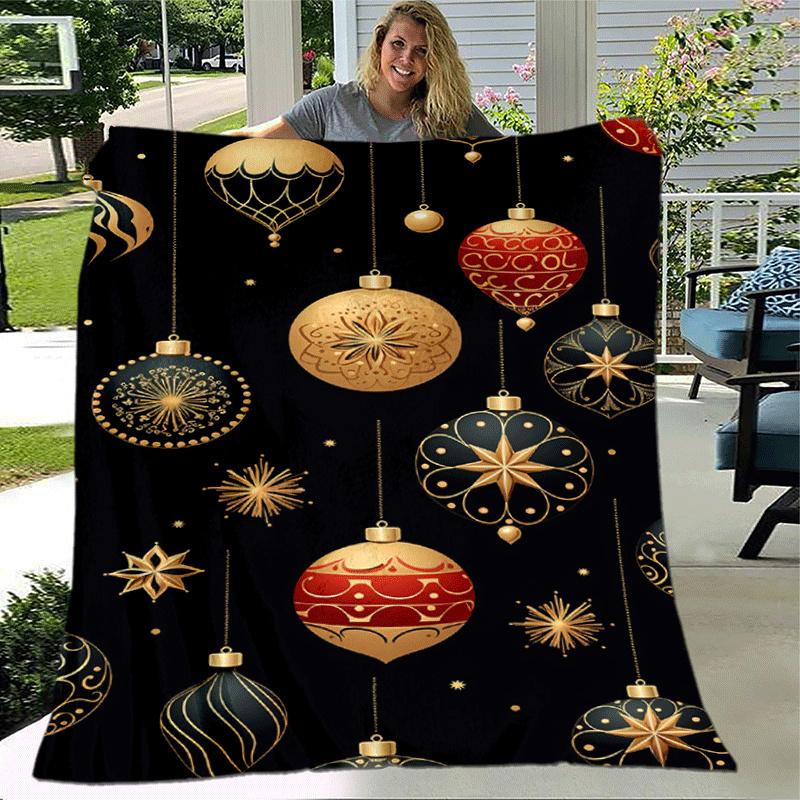 1pc Merry Christmas Printing Lightweight Flannel Blanket, Comfortable and Warm Blanket, for Camping Sofa Bed and Couch Office, Suitable for G