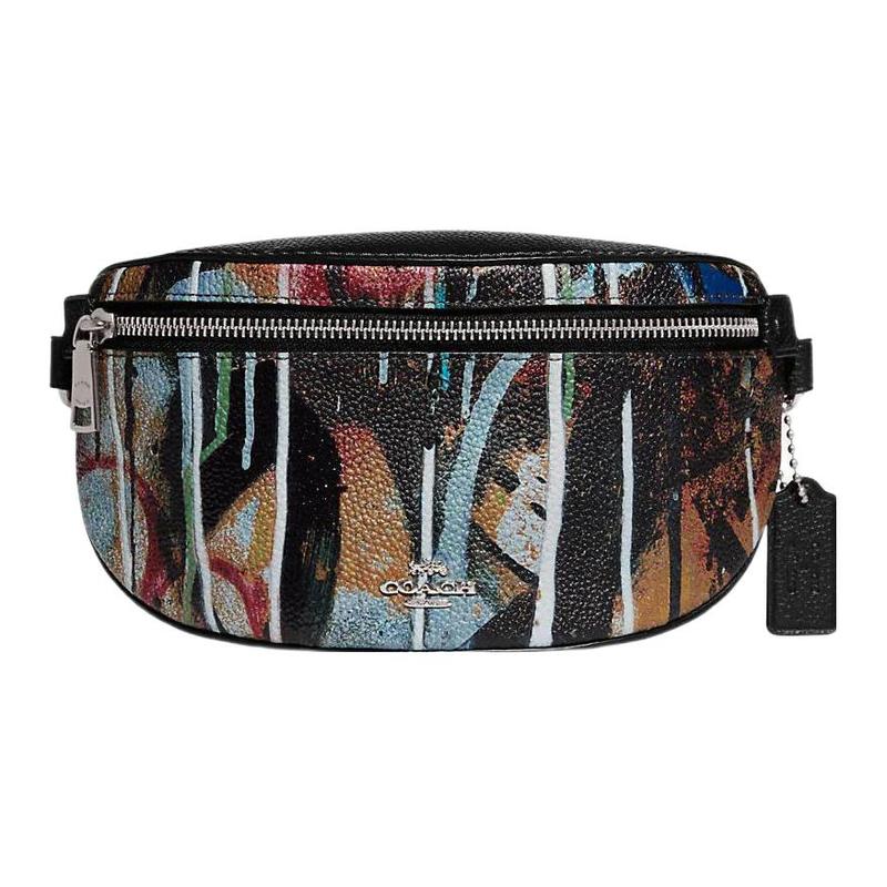 COACH MINT+SERF collaboration Bethany 22 graffiti print zipper closure polished pebbled leather belt bag small women's black