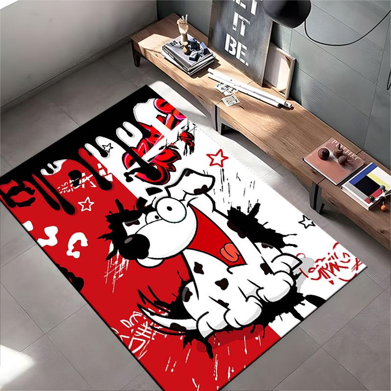 Cartoon Dog Graffiti Art Carpet suitable as a non-slip mat for the living room or bedroom sofa