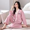 Пижама женская весенне-осенняя утолщенная из чистого хлопка с длинным рукавом женская зимняя стеганая хлопковая осенне-зимняя с воздушным хлопковым слоем домашняя одежда