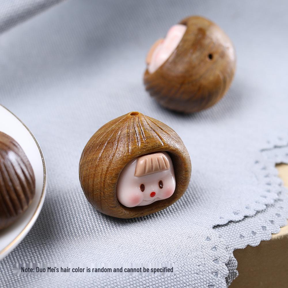 Кулон из палисандра в виде мультяшного каштана, сестры чеснока, из зеленого сандала, цепочка для мобильного телефона