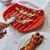 Red Microwave Bacon Pan Wave Anti-stick Design Microwave Bacon Cooker  Breakfast