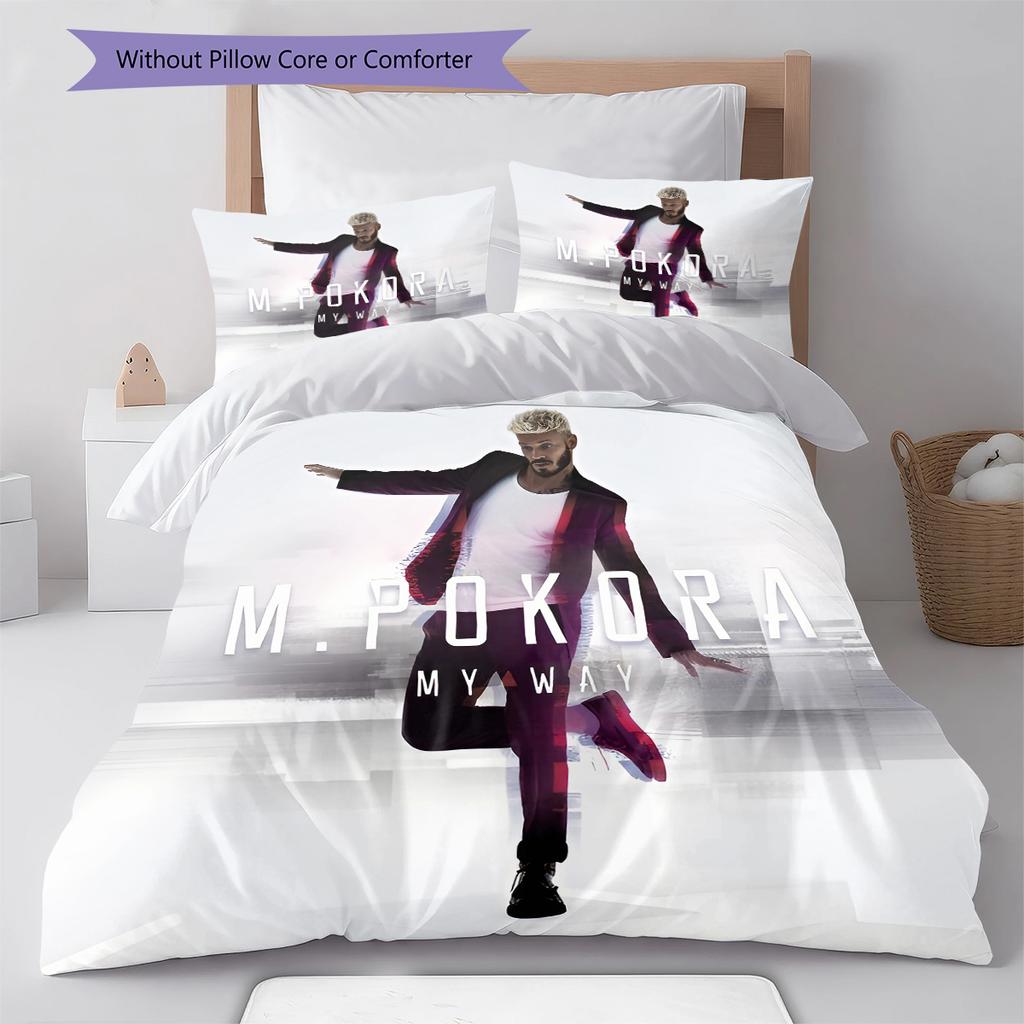 M Pokora Pattern Bedding,Quilt Set Quilt Cover Pillowcase Home Birthday Gift (1 * duvet cover + 2 * pillowcase, without core)