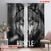 2 шт. 2D плоская печать Штора Волк Hustle Мотивация Полиэстер Без электричества Вечеринка по случаю дня рождения Идеально для стендов Студия