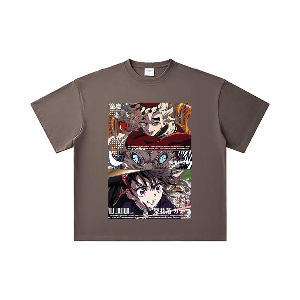 260 GSM Double Yarn 32 Count 100% Cotton Demon Slayer V30 Kanao Doma Print Unisex Heavy Cotton T Shirt