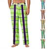 Men's Striped Plaid Print Pocket Casual Pants Home Pajama Pants