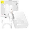 Baseus Gan2 Pro Network Charger, 2X USB + 2X USB-C, 100W, EU (White)