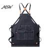 Multi Pocket Garden Apron Waterproof Kitchen with Pockets, Chef Cooking for Men Women, Stain Resistant Cross Back Work Barista, Gardening, Painting