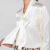 Heavyweight Mulberry Silk V-Neck Bow Blouse - Women's Long Sleeve Shirt for Autumn & Spring