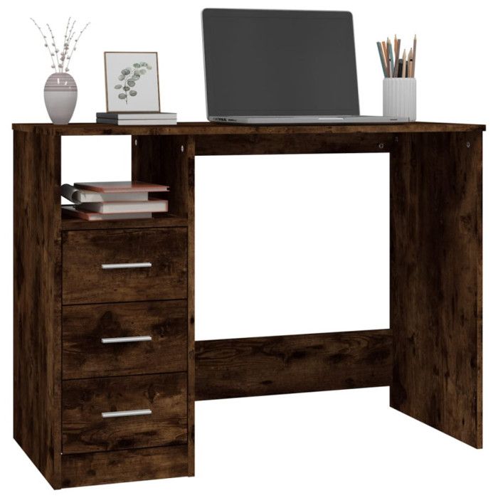 VidaXL Desk with Drawers Smoked Oak 102x50x76 Cm Engineered Wood 823037
