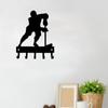 Hockey Defense Sport Key Hooks Holder Wall Mounted Hook Up Wall Art Home Decor - Metal Organizer for Keys and Accessories
