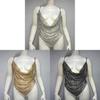 Metal Wire Fabric Metal Sparkle Spaghetti Strap Crop Top For Nightclub Women