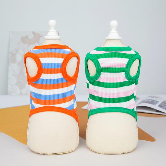 Жилет для домашних животных, удобная милая пижама, полосатая футболка, жилет для кошек и собак для повседневного ношения