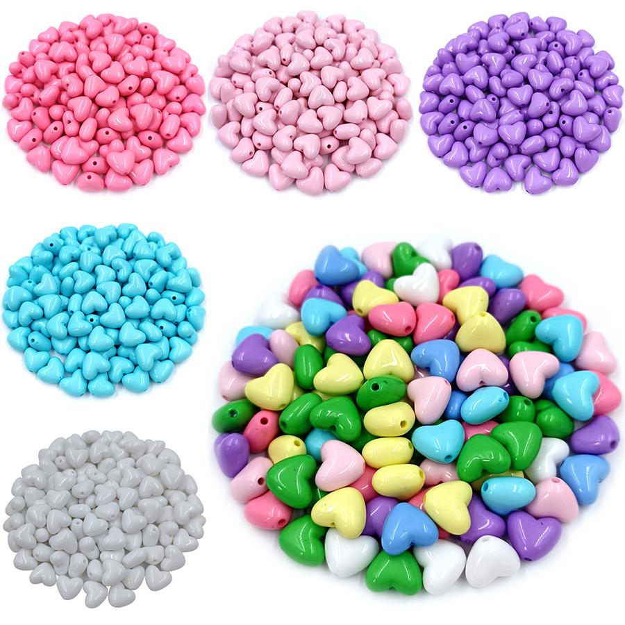 Творческие бусины в форме сердца, браслет, ожерелье, аксессуары, акриловые украшения, фурнитура, 20 шт., свободные бусины, подвески, сделай сам, конфетный цвет для изготовления ювелирных изделий