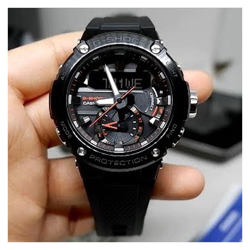 Casio Серия G-STEEL - Спортивные часы с двойным дисковым дисплеем Модные и простые Солнечный кварцевый механизм Ремешок из смолы Японские и корейские часы GST-B200B-1AER