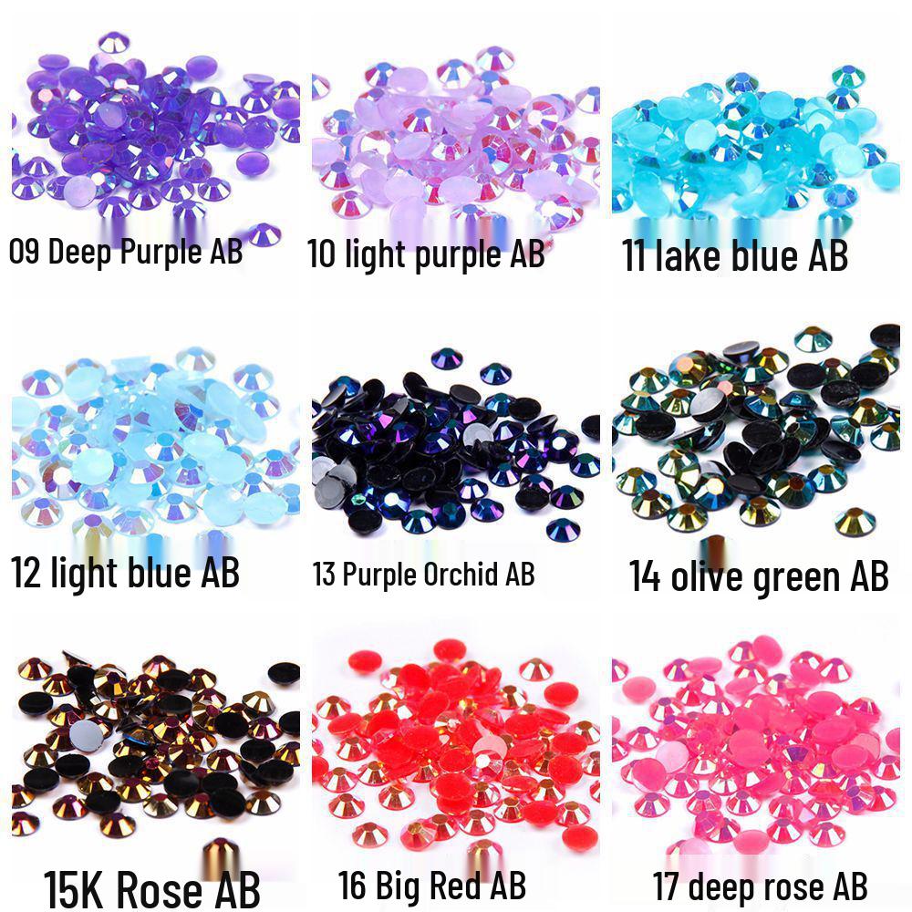 Multi-Color AB Jelly Resin Rhinestones, 2-6mm, 1000 Pcs, Flat Back for Nail Art