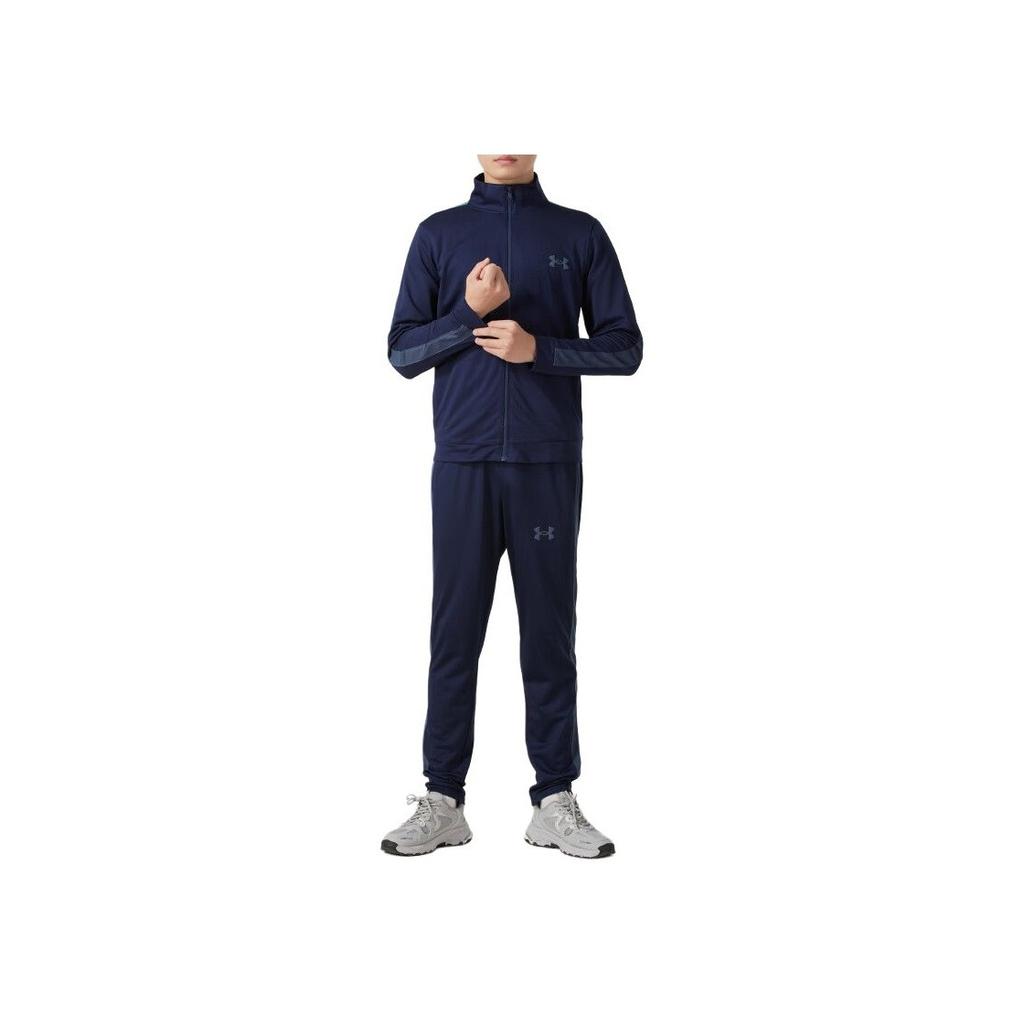 Under Armour Rival Knit Track Suit Jacket Zip и Comfortable Running Long Bikes Casual Sports Set Men suit Navy-Blue 1357139-410