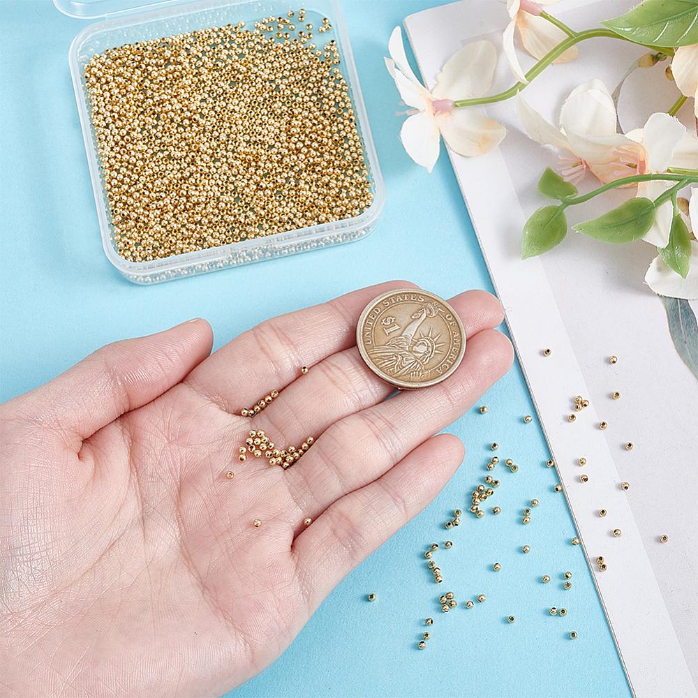 1set 304 Stainless Steel Beads Round golden 2x2mm Hole: 0.8mm 2000pcs
