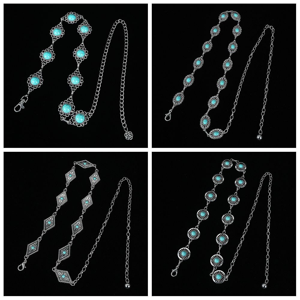 Minority Design Turquoise Waist Chain Metal Women's Body Jewelry Western Country Waist Chain Girls