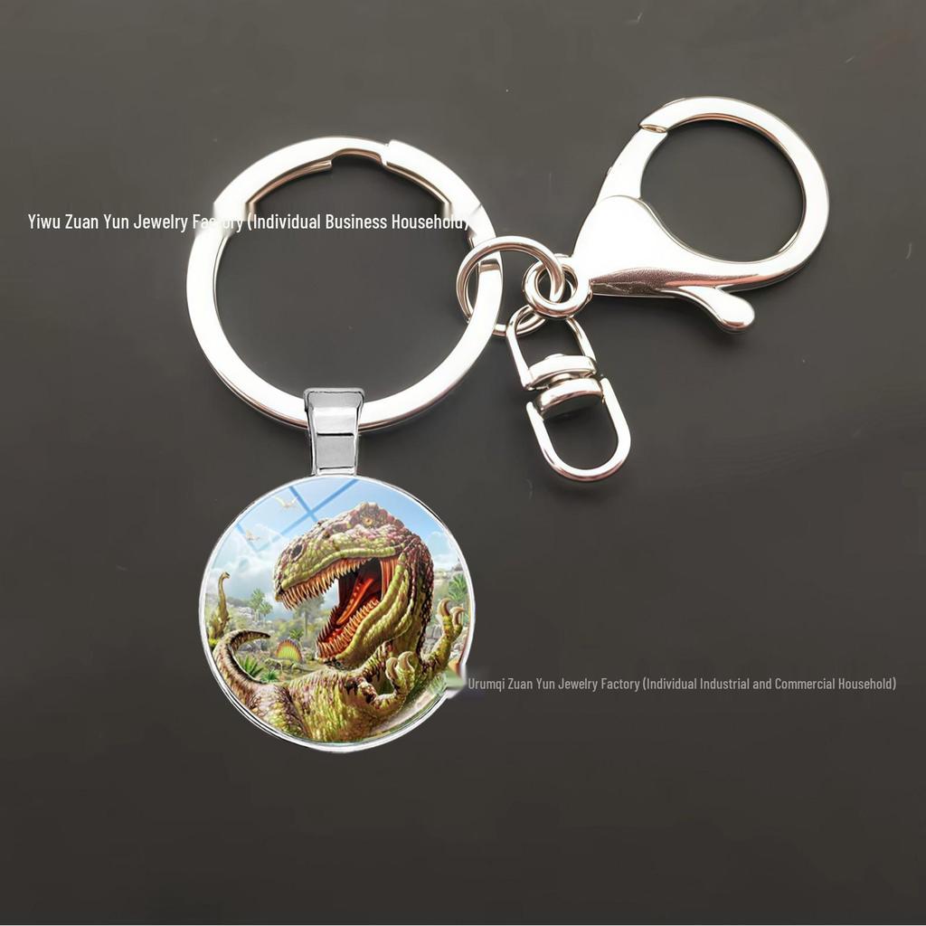 Dinosaur Keychain Pendant: T-Rex, Pterodactyl, Diplodocus, Spinosaurus with Metal Lobster Clasp - Popular European & American Design
