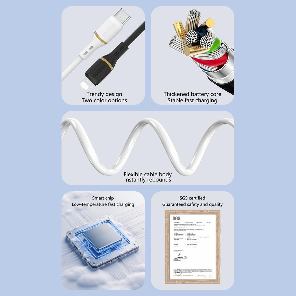Silicone cable USB-A - USB-C 5A 1m - white