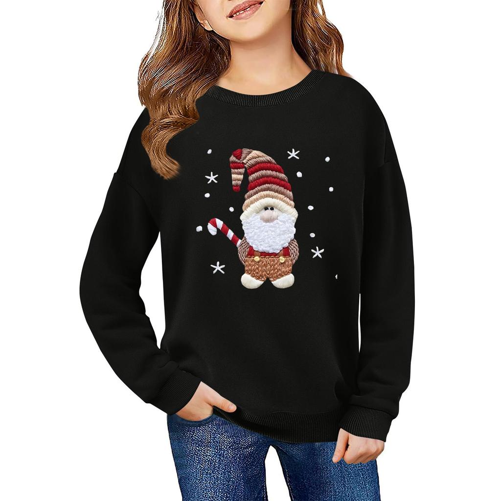 Children's Fashionable Casual Long-sleeved Loose Christmas Print Pullover Sweatshirt