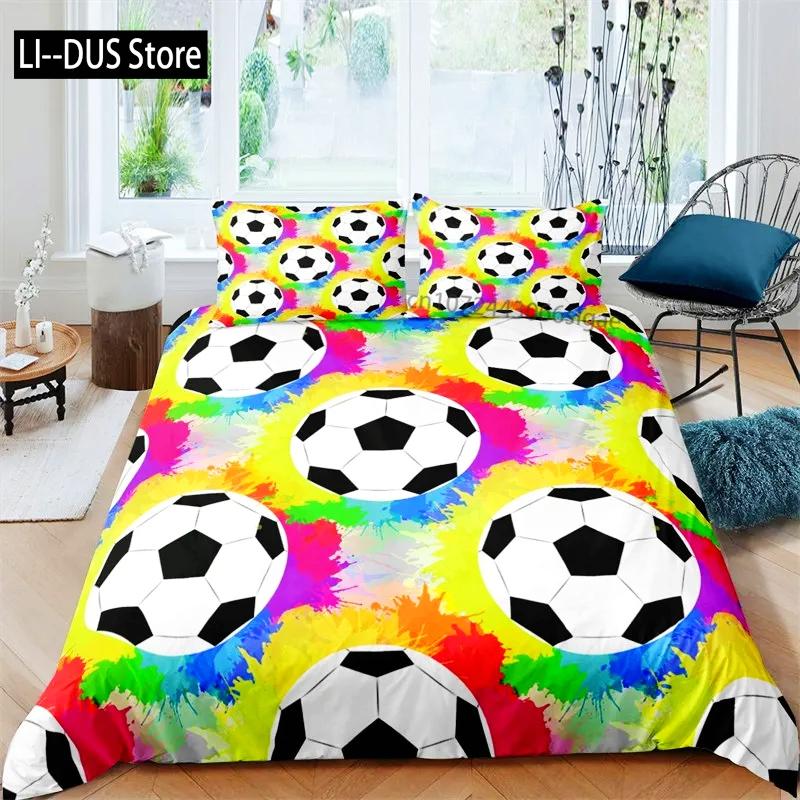 Football Duvet Cover Sports Theme Ball Games Bedding Set Kids Basketball Hockey Comforter Cover Twin for Boys Girls Room Decor