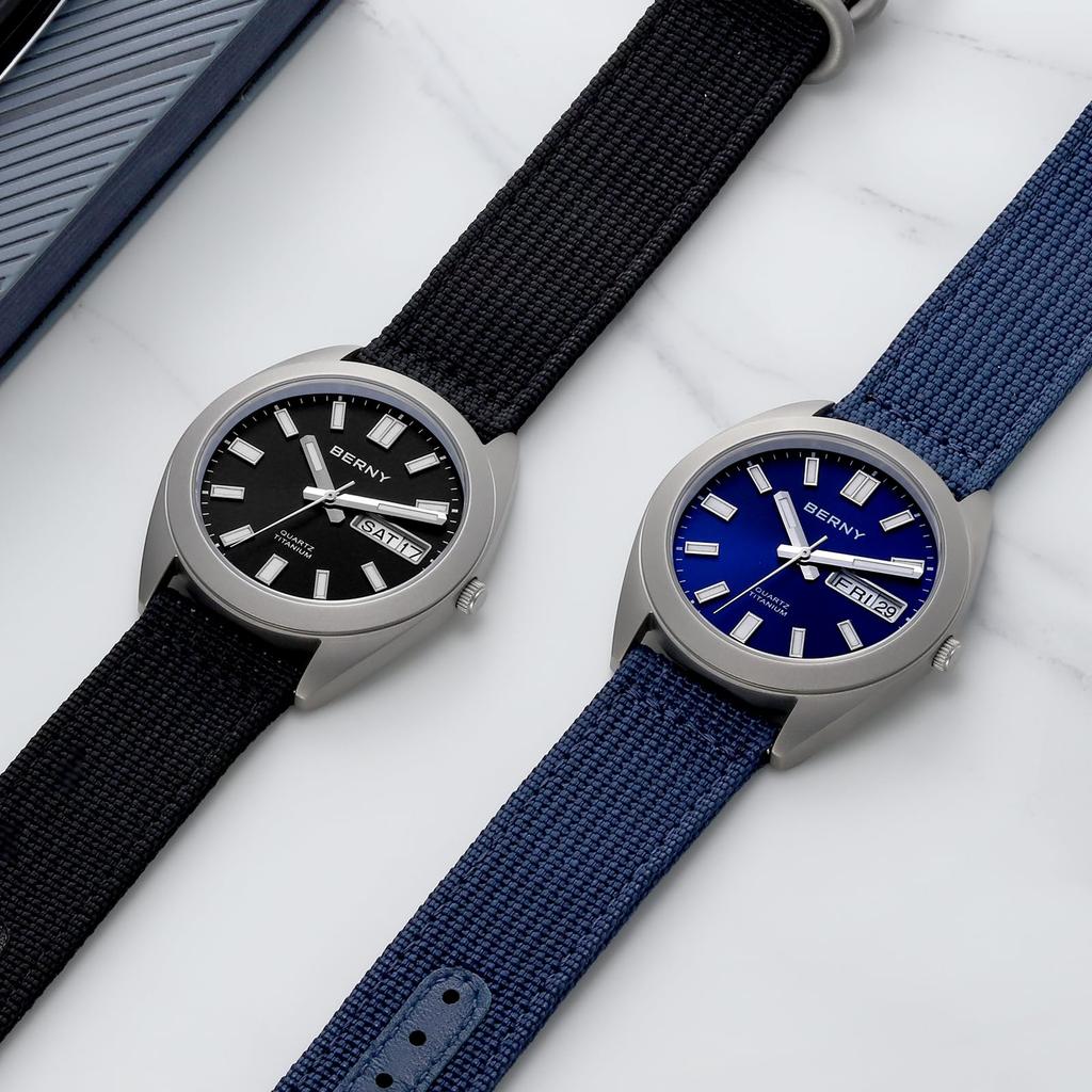 BERNY Titanium Watch Men's Watch Men's Watch Japanese Quartz Movement Titanium Analog Quartz Watch 10ATM Water Resistant Super Luminous