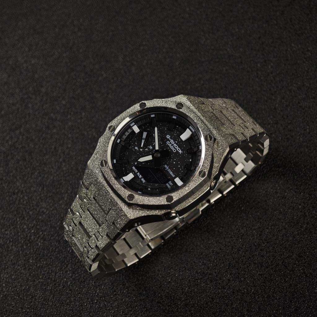 Casio Специальная коллекция GA2100 Кварцевый механизм Стальной ремешок Часы Унисекс Черный циферблат GA-2100SKE-7A(Часы1--)