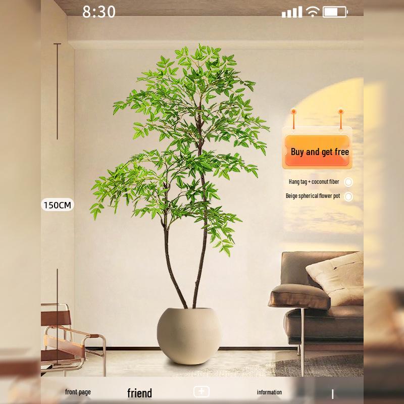 Нандина Роскошное Искусственное Дерево - Напольное Украшение для Помещений и Бионическое Зеленое Растение в Горшке