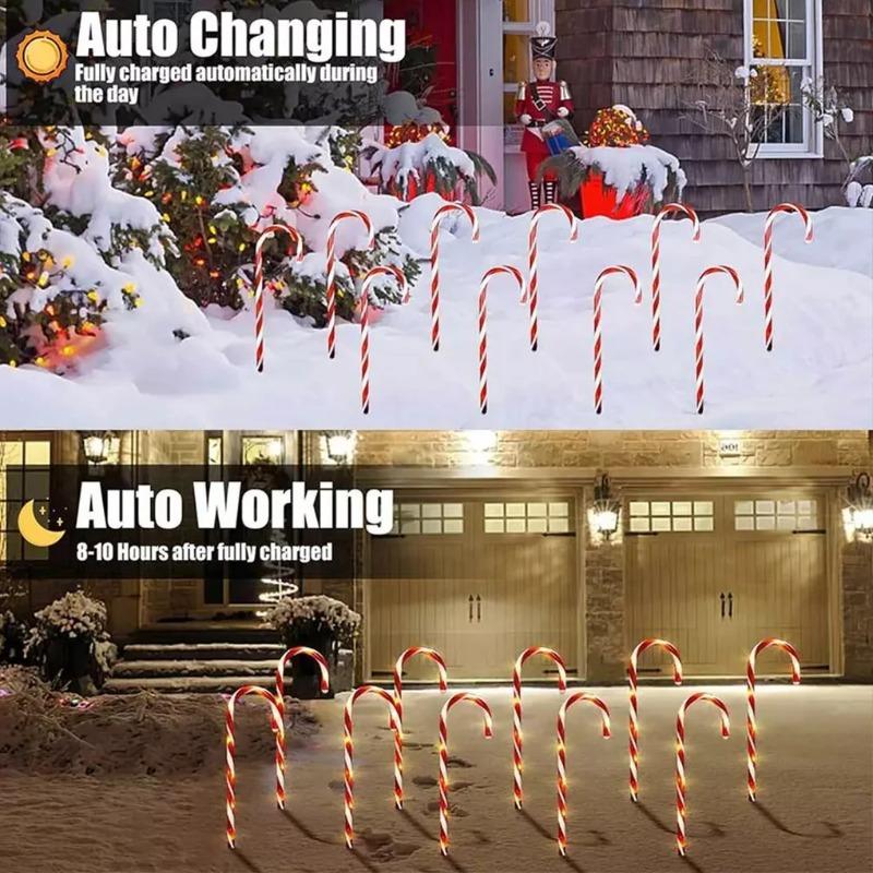 Очаровательный сельский шарм, гирлянда-леденец на солнечной энергии для грунта, рождественское украшение, украшение для поделок своими руками