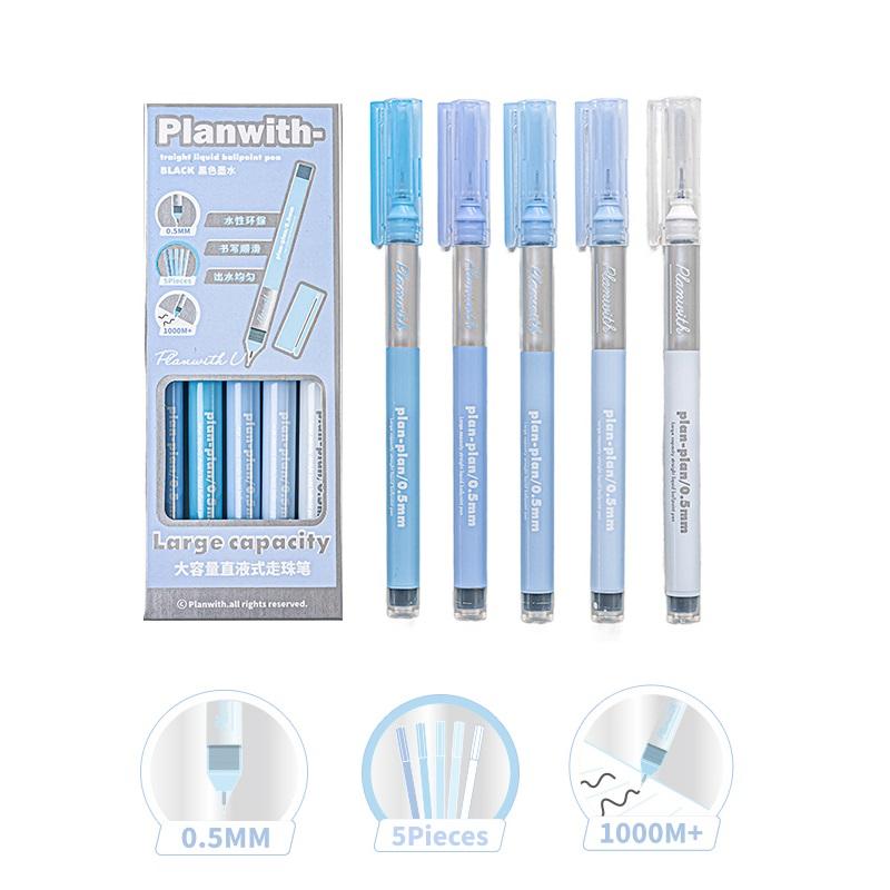 5pcs Endorse Series Gel Pens Set Gradient Color 0.5mm Ballpoint Quick Dry Black Ink for Daily Writing Office A7575