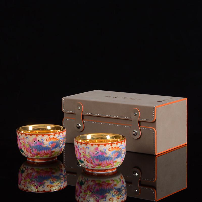 Chaxun Gilded Wood Dragon & Phoenix Personal Teacup