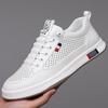 2024 Summer New Men's Handmade Online Casual Leather Shoes Men's Hollow Breathable Hole Shoes White Shoes Men 2306
